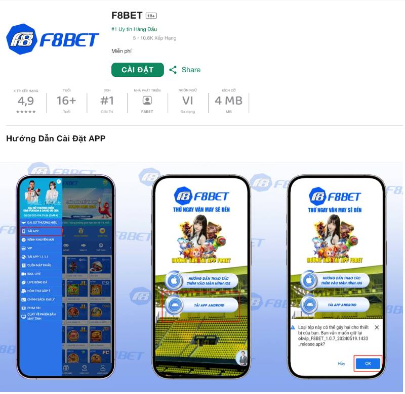 Cách Tải App F8BET Trên Điện Thoại Android