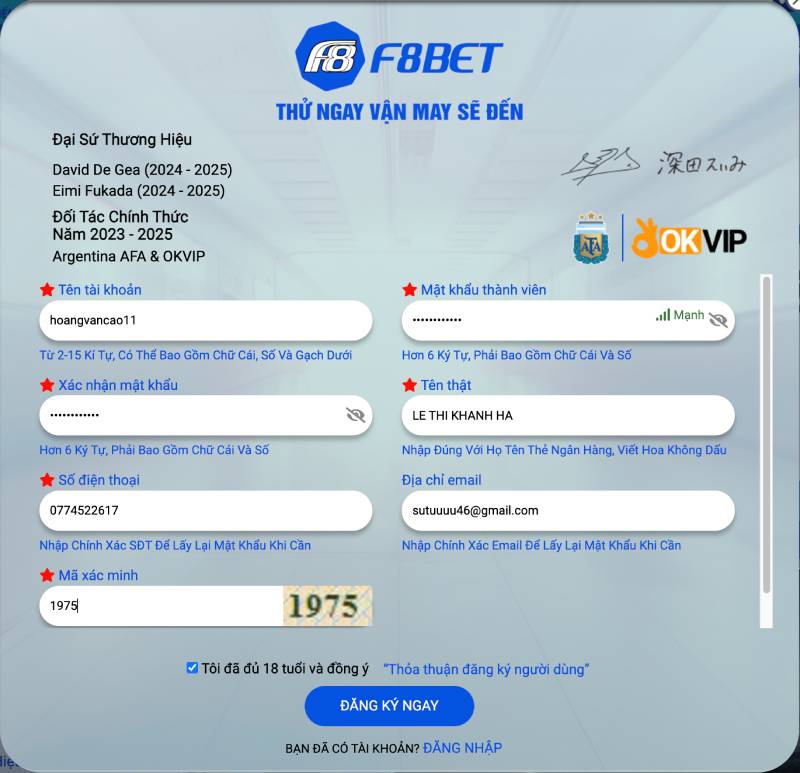 Hướng Dẫn Đăng Ký F8BET – Đơn Giản, Nhanh Chóng 5 Dien Thong Tin Ca Nhan dang ky f8bet